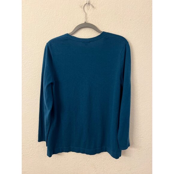 J. Jill Womens Teal Button-Front Cardigan Sweater M - Picture 2 of 5